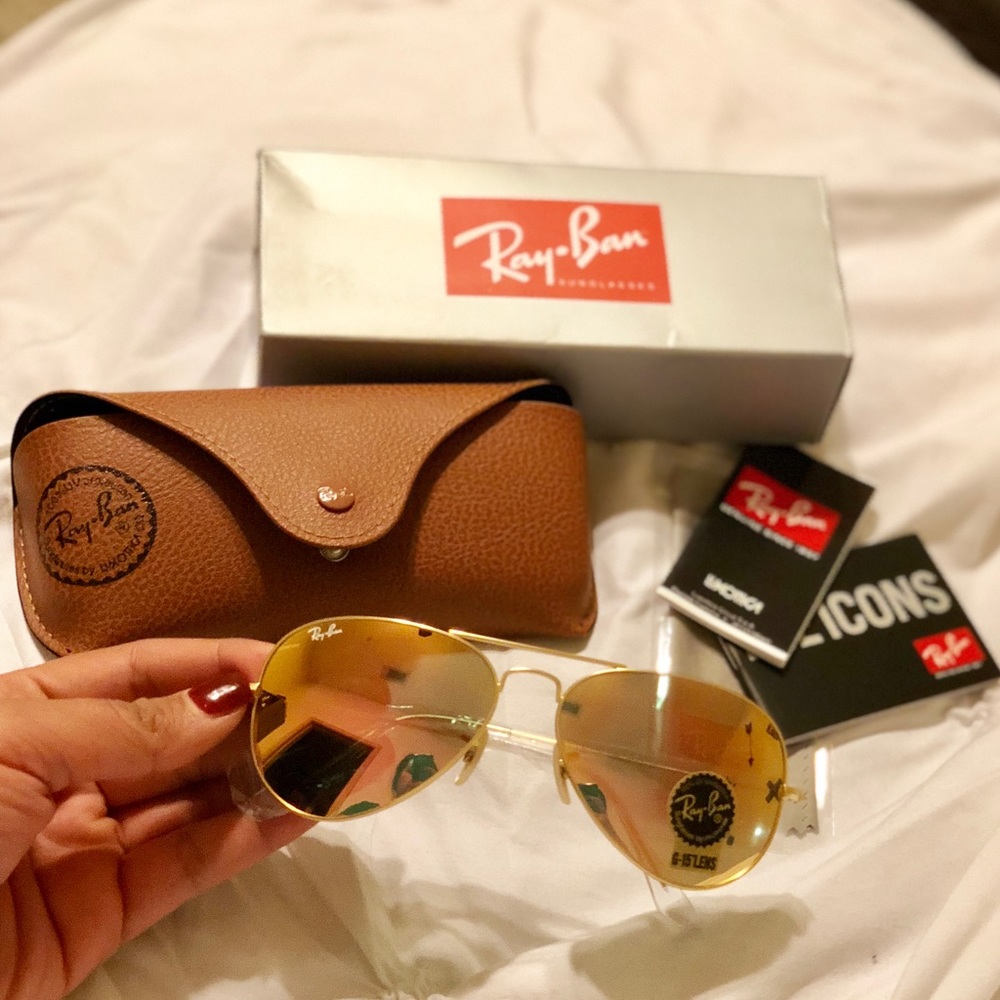 NWT Ray Ban Aviator Rose Pink Sunglasses